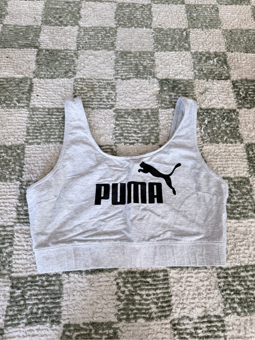 Puma Light Gray Logo Crop Sports Bra